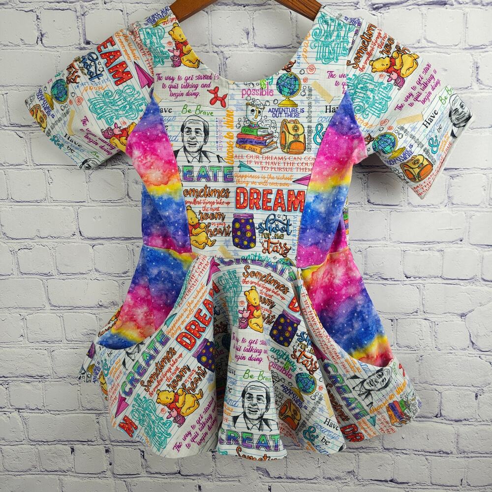 Disney Doodles Magical World Fabric Dress All Over Print Wild Rich Kids*